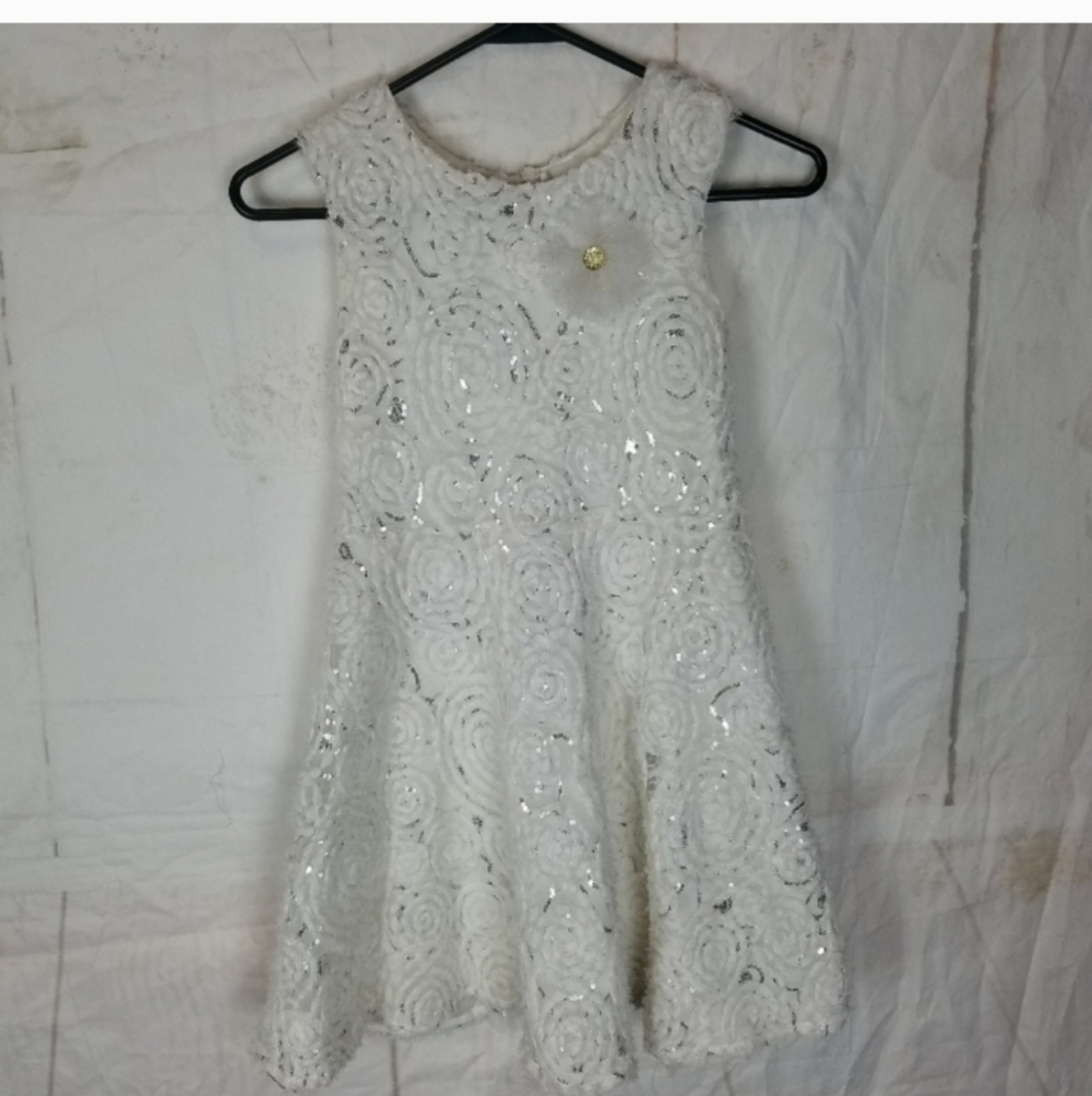 cachcach white and silver fit and flare dress